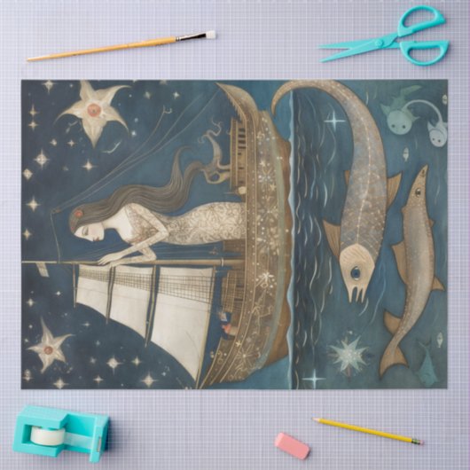 Primitieve zeemeermin in de Keltische oceaanontbin Tissuepapier (Craft)