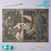 Primitieve zeemeermin in een vlek die ontleent tissuepapier (Craft)