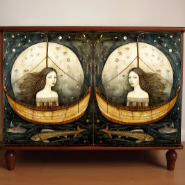 Primitieve zeemeermin in een vlek die ontleent tissuepapier