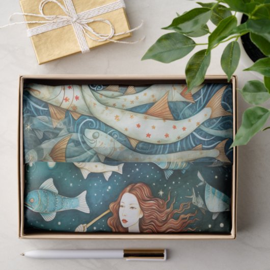 Primitieve zeemeermin met ontkoppeling van visschi tissuepapier (Geschenk)