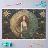 Primitieve zeemeermin met vis hemelse decoupage tissuepapier (Craft)