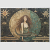 Primitieve zeemeermin met vis hemelse decoupage tissuepapier (Voorkant)