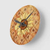Primitieve zonnebloemwandklok ronde klok (Hoek)
