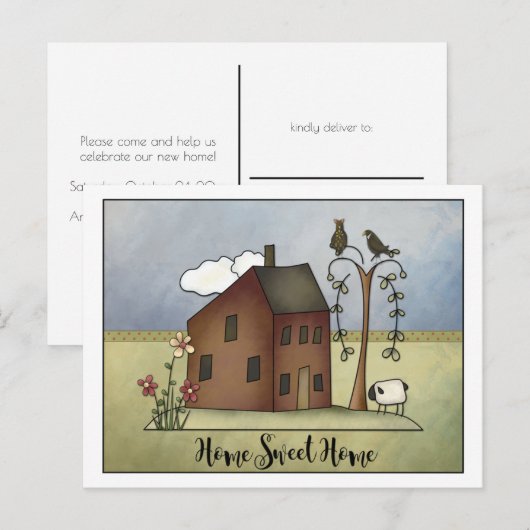 Primitieve Zoutbox Home Housewarming Party | Uitnodiging Briefkaart (Voorkant / Achterkant)