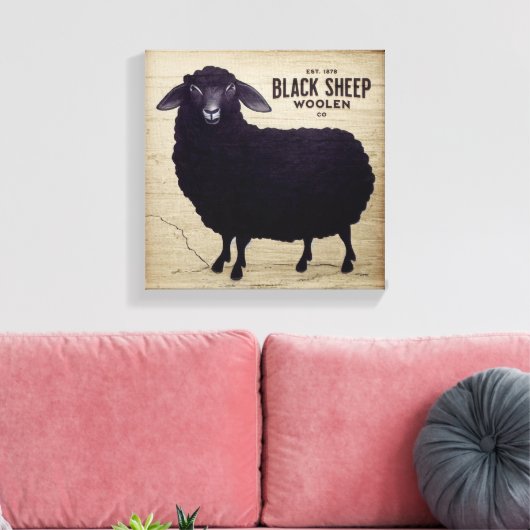 Primitieve zwarte schapen Woolen Co Canvas Afdruk (Insitu (Woonkamer))