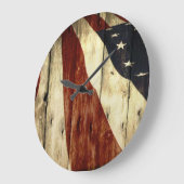 Primitive Americana Barn Wood American Flag Grote Klok (Hoek)