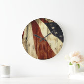 Primitive Americana Barn Wood American Flag Grote Klok (Huis)