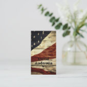 Primitive Americana Barn Wood American Flag Visitekaartje (Staand voorkant)