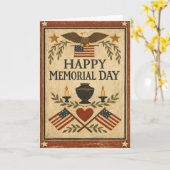 Primitive Americana Memorial Day  Kaart (Gele Bloem)