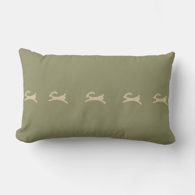 Primitive Bunny Olive Green Kussen (Voorkant)