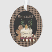 Primitive Country Candle & Goodies Naam Kerst Ornament (voorkant)