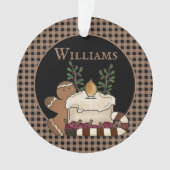 Primitive Country Candle & Goodies Naam Kerst Ornament (voorkant)