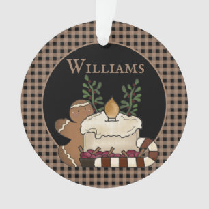 Primitive Country Candle & Goodies Naam Kerst Ornament
