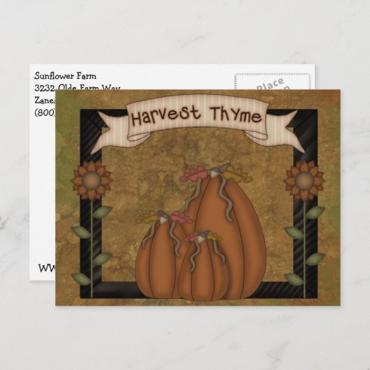 Primitive Country Herfst Harvest Briefkaart (Voorkant / Achterkant)