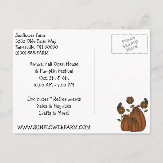 Primitive Country Herfst Harvest Briefkaart (Achterkant)