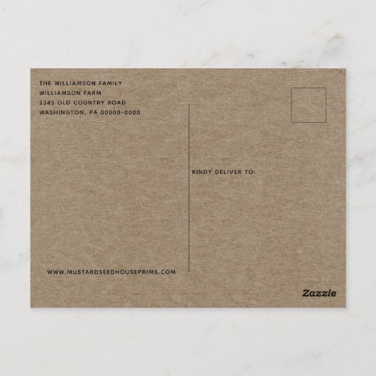 Primitive Country Open House Holiday Briefkaart (Achterkant)