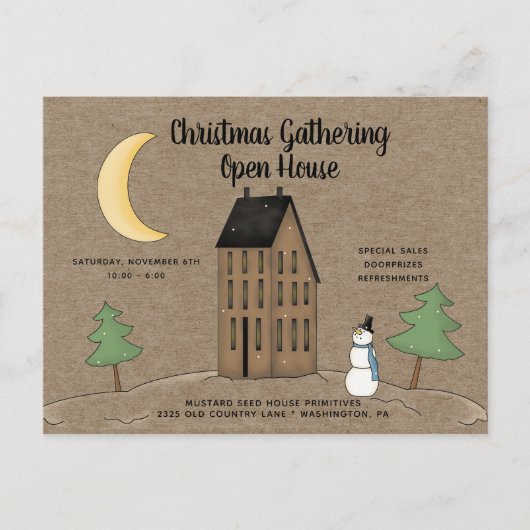 Primitive Country Open House Holiday Briefkaart (Voorkant)