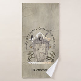 Primitive Country Outhouse en Crow zitten in de ba Bad Handdoek