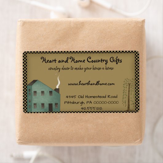 Primitive Country Saltbox House Gecontroleerde ver Etiket (Insitu)