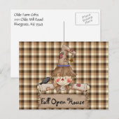 Primitive Country Scarecrow Herfst Open House Kaar Briefkaart (Voorkant / Achterkant)