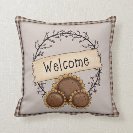 Primitive Country Sunflower Welcome Wreater Kussen