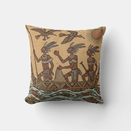 Primitive Fishermen Throw Cushion Kussen (Voorkant)