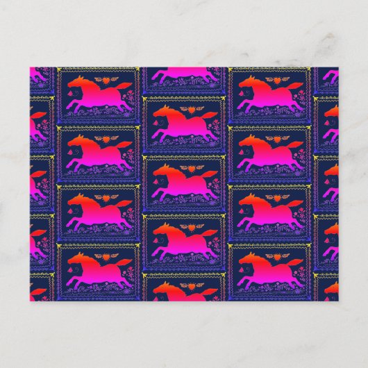 PRIMITIVE FOLK ART RUNNING HORSE EQUINE SILHOUETTE BRIEFKAART (Voorkant)