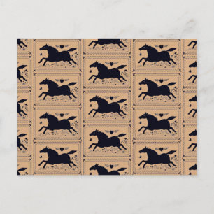 PRIMITIVE FOLK ART RUNNING HORSE EQUINE SILHOUETTE BRIEFKAART
