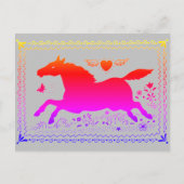 PRIMITIVE FOLK ART RUNNING HORSE EQUINE SILHOUETTE BRIEFKAART (Voorkant)