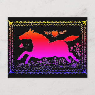 PRIMITIVE FOLK ART RUNNING HORSE EQUINE SILHOUETTE BRIEFKAART