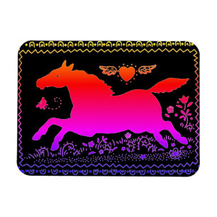 PRIMITIVE FOLK ART RUNNING HORSE EQUINE SILHOUETTE MAGNEET