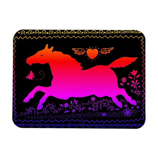 PRIMITIVE FOLK ART RUNNING HORSE EQUINE SILHOUETTE MAGNEET (Horizontaal)