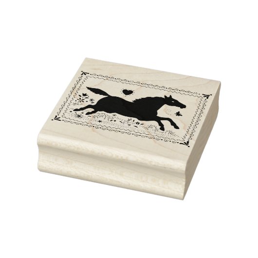 PRIMITIVE FOLK ART RUNNING HORSE, SILHOUETTE RUBBERSTEMPEL (Stempel)