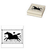 PRIMITIVE FOLK ART RUNNING HORSE, SILHOUETTE RUBBERSTEMPEL (Gestempeld)