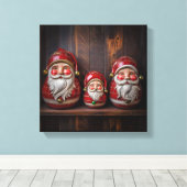 Primitive Folk Art Santa Claus Rustic Christmas Ca Canvas Afdruk (Insitu (Houten vloer))