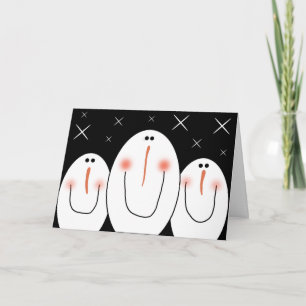 Primitive Folk Art Snowman Feestdagen Kaart