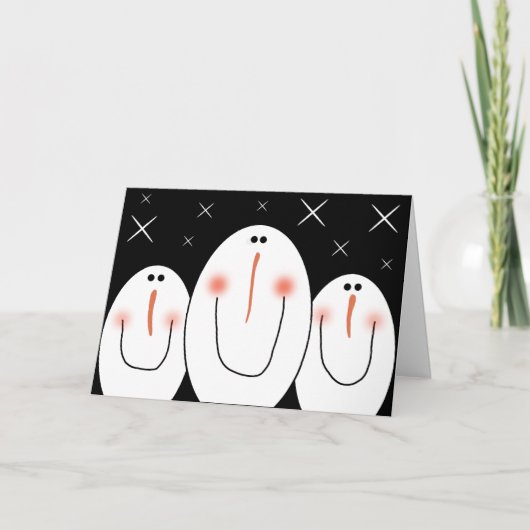 Primitive Folk Art Snowman Feestdagen Kaart (Voorkant)