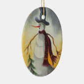 Primitive Folk Art Snowman Keramisch Ornament (Rechts)
