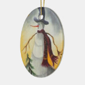 Primitive Folk Art Snowman Keramisch Ornament (Links)