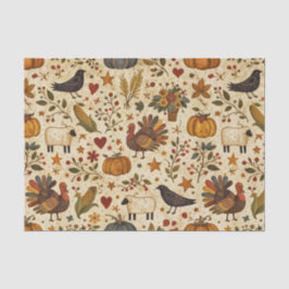 Primitive Folk Art Thanksgiving Tissuepapier