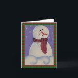 Primitive Folk Snowman Kerstmis Feestdagen Kaart<br><div class="desc">Snowman schilderd in acryl op papier door Deborah Miller,  kunstenaar uit Missouri</div>