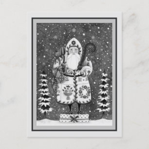 PRIMITIVE FOLKART BALTIMORE QUILT FATHER CHRISTMAS FEESTDAGENKAART