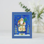 PRIMITIVE FOLKART BALTIMORE QUILT FATHER CHRISTMAS FEESTDAGENKAART (Staand voorkant)