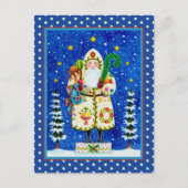 PRIMITIVE FOLKART BALTIMORE QUILT FATHER CHRISTMAS FEESTDAGENKAART (Voorkant)