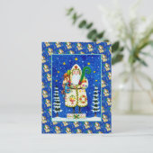 PRIMITIVE FOLKART BALTIMORE QUILT FATHER CHRISTMAS FEESTDAGENKAART (Staand voorkant)