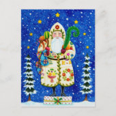 PRIMITIVE FOLKART BALTIMORE QUILT FATHER CHRISTMAS FEESTDAGENKAART (Voorkant)