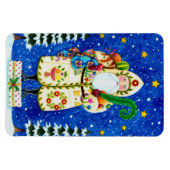 PRIMITIVE FOLKART BALTIMORE QUILT FATHER CHRISTMAS MAGNEET (Horizontaal)