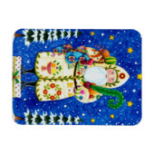 PRIMITIVE FOLKART BALTIMORE QUILT FATHER CHRISTMAS MAGNEET (Horizontaal)