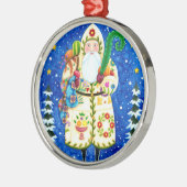 PRIMITIVE FOLKART BALTIMORE QUILT FATHER CHRISTMAS METALEN ORNAMENT (Links)