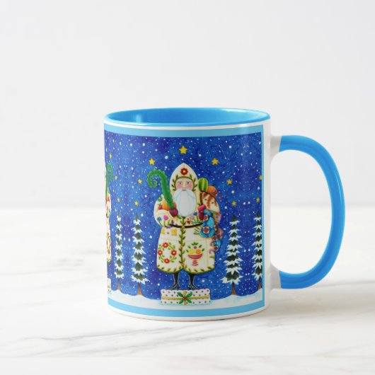 PRIMITIVE FOLKART BALTIMORE QUILT FATHER CHRISTMAS MOK (Rechts)